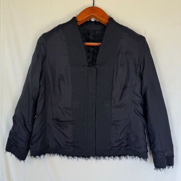 Doncaster Collection Black Tweed Fluffy Fringe Formal  Suit Jacket Plus Size 18W - Picture 9 of 15